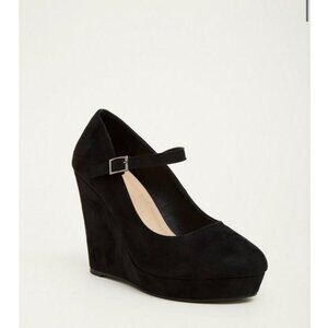 Torrid Shoes Size 6.5 W Mary Jane Faux Suede Platform Wedges (Wide Width)